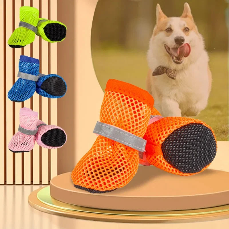 4Pcs Summer Resistant Dog Shoes- Non-Slip Breathable Wear-Resistant Protective Boots