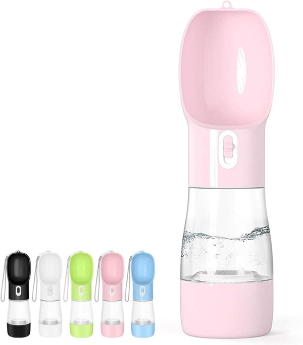 Portable Dog Water Bottle - Leak Proof Water Dispenser with Bowl & Food Container- Dishwasher Safe Food Grade Plastic