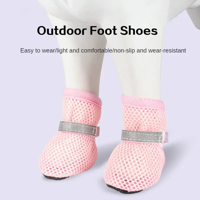 4Pcs Summer Resistant Dog Shoes- Non-Slip Breathable Wear-Resistant Protective Boots