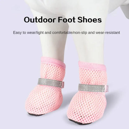 4Pcs Summer Resistant Dog Shoes- Non-Slip Breathable Wear-Resistant Protective Boots
