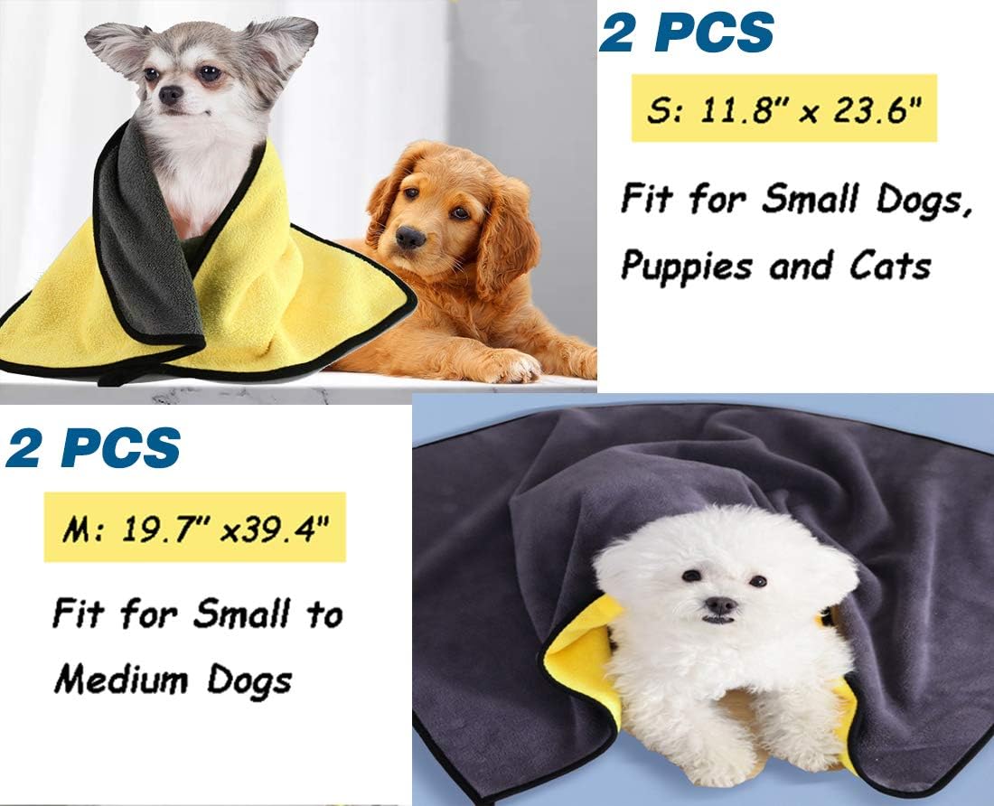 2 Pack Super Absorbent Microfiber Dog Bath Towel- Machine Washable