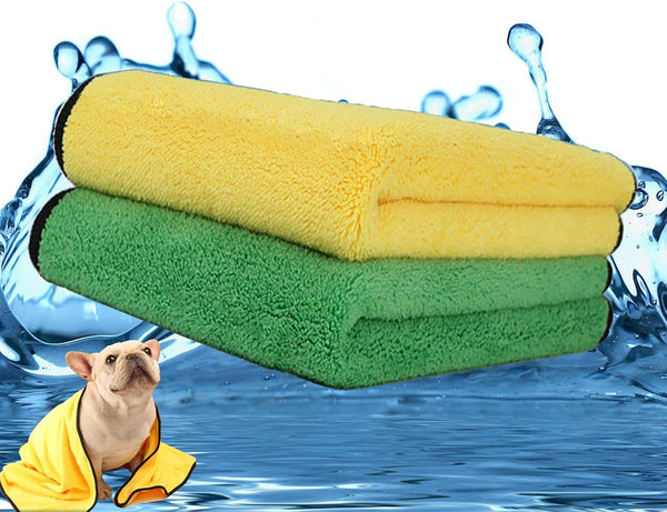 2 Pack Super Absorbent Microfiber Dog Bath Towel- Machine Washable