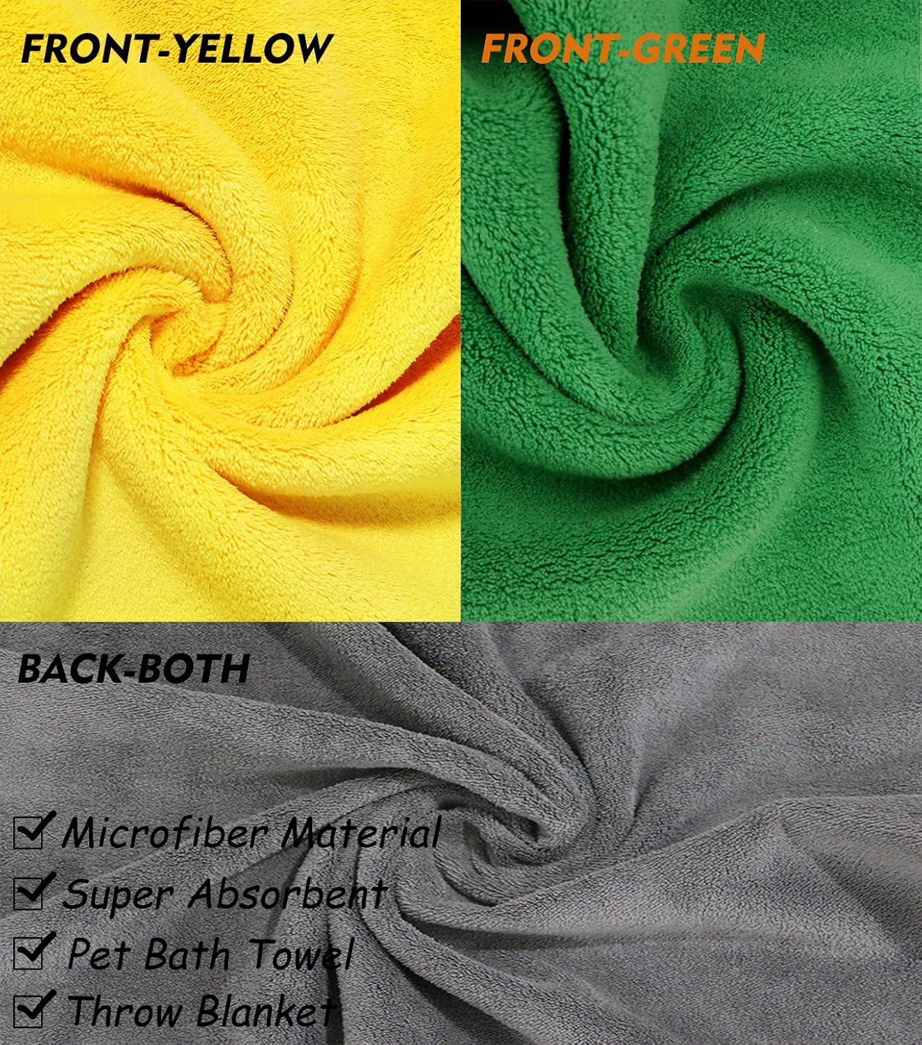 2 Pack Super Absorbent Microfiber Dog Bath Towel- Machine Washable