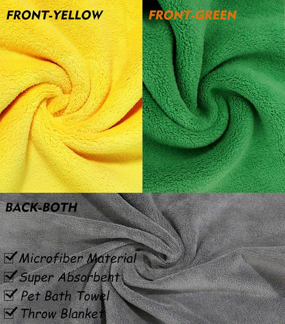 2 Pack Super Absorbent Microfiber Dog Bath Towel- Machine Washable