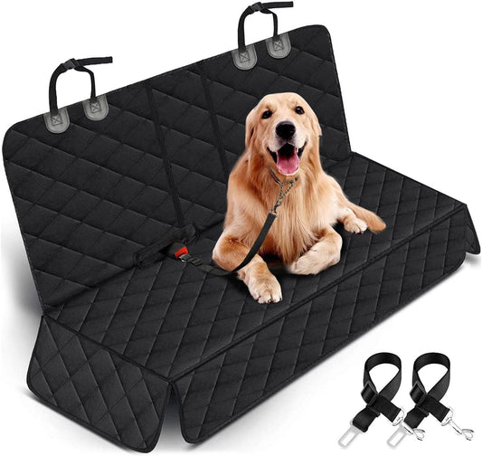 Back Seat Car Cover for Dogs- Waterproof Nonslip Bench Car Seat Cover, Non-Slip Reat Seat Cover Fits Middle Armrest for Most Cars Trucks Suvs - Black
