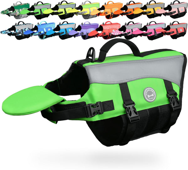 Front Float Dog Life Vest- Dog Life Jacket for Swimming & Boating, Swimming Vest with Chin Float & Handle, Ripstop & Buoyancy