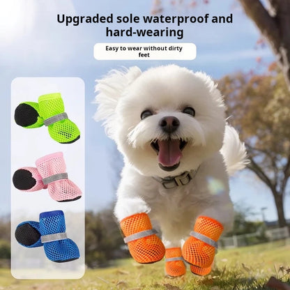 4Pcs Summer Resistant Dog Shoes- Non-Slip Breathable Wear-Resistant Protective Boots